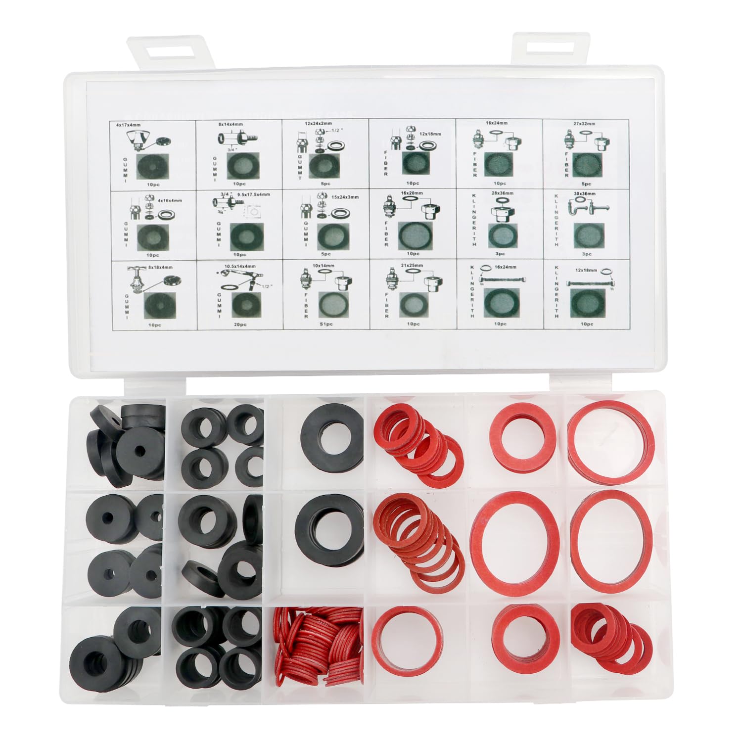 YIXISI 202 PCS O-Rings Seal Gasket Washers Assortment Kit, Rubber & Fiber Sealing Washers, Fix Leaky Faucets, Easy to Install, Organizer Box Included
