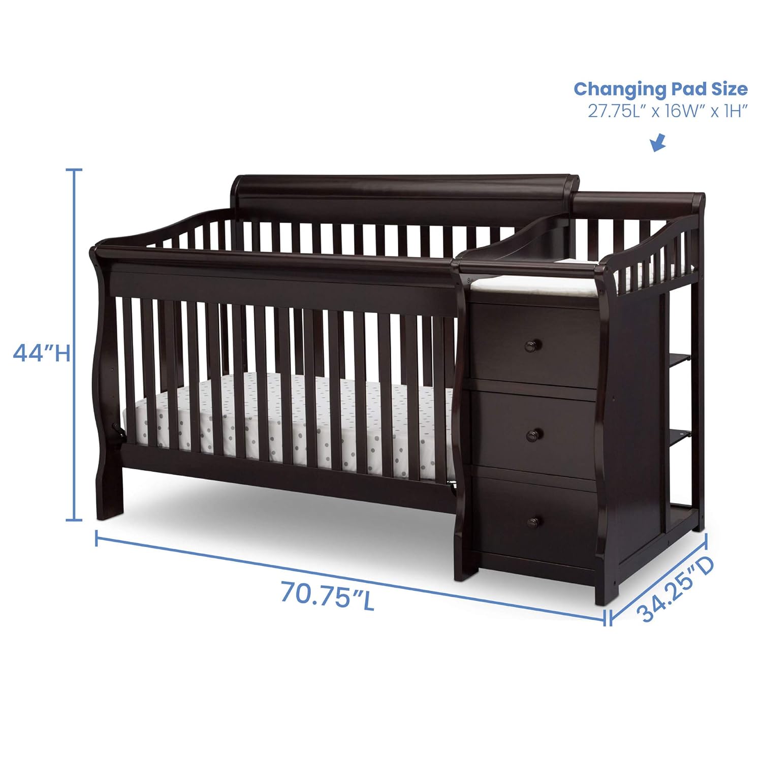 delta children princeton junction convertible crib n changer