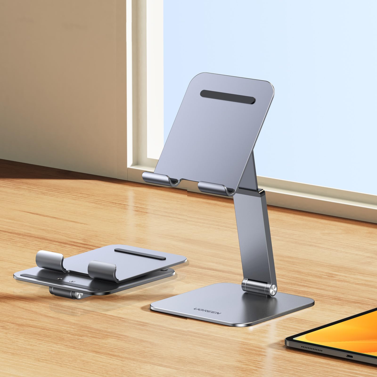 UGREEN Tablet Ständer Höhenverstellbar Halterung Aluminium Verstellbare Höhe Halter kompatibel mit iPad Pro Air Mini 11 12.9 Galaxy Tab S9+ Redmi Pad Huawei MatePad iPhone bis 12,9 Zoll. 2