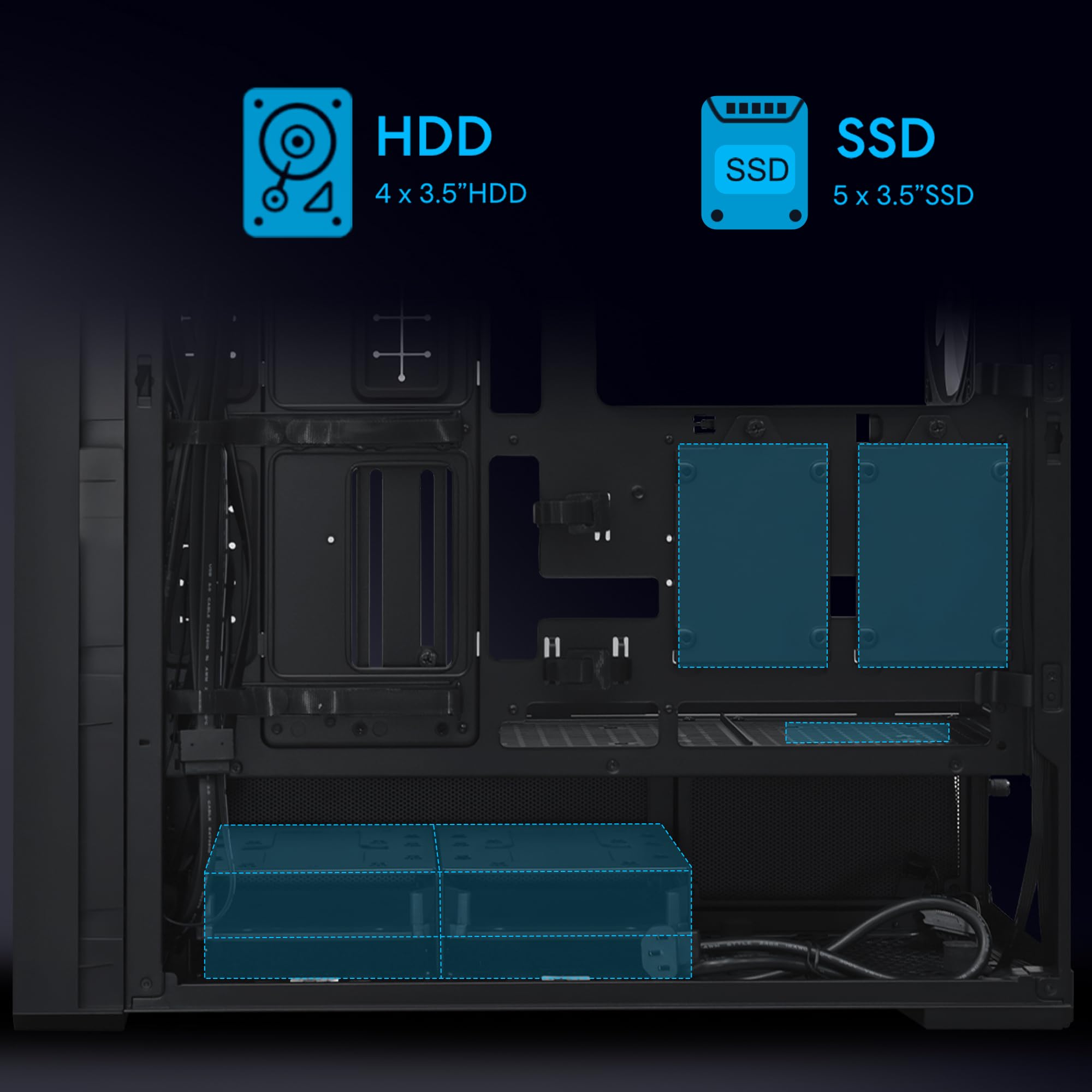 Lian Li LANCOOL 217 INF PC-Gehäuse Schwarz | Midi-Tower für E-ATX & SSI-EEB Mainboards, Glasfront mit Unendlichkeitsspiegel, inkl. 3× ARGB-Lüfter, Back-Connect-kompatibel 7