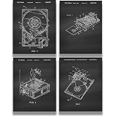 Govivo Computer Hard Drive Patents Set of 4-8x10 Unframed Prints - Wall Art Decor for Home Office School College Teacher Student Tech Support Department Man Cave Geek
