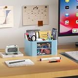 Senders Desk Organiser with 2 Drawers Blue – Storage Box for Desk Office Home view 5