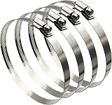 EesTeck 4Pcs Hose Clips 141-165mm 304 Stainless Steel Duct Clamps Worm Drive