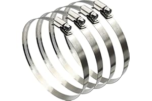 EesTeck 4Pcs 6" Adjustable 304 Stainless Steel Duct Clamps Hose Clamp Pipe Clamp Air Ducting Clamp worm drive hose clamps（141mm-165mm）