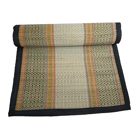 Montelal Store Traditional Sleeping Mat (Black, River Grass Sedge With Cotton, 54 X 78 Inches)