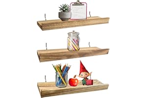 WOWKIT Wood Pegboard Shelves with Lip, 14" x 4" Peg Board Racks 3Pack Wall Organizer Shelf, 1/4 inch Heavy Duty Metal Brackets Fit All Pegboards, Display Craft Garage Workbench Office Shelving Accessories