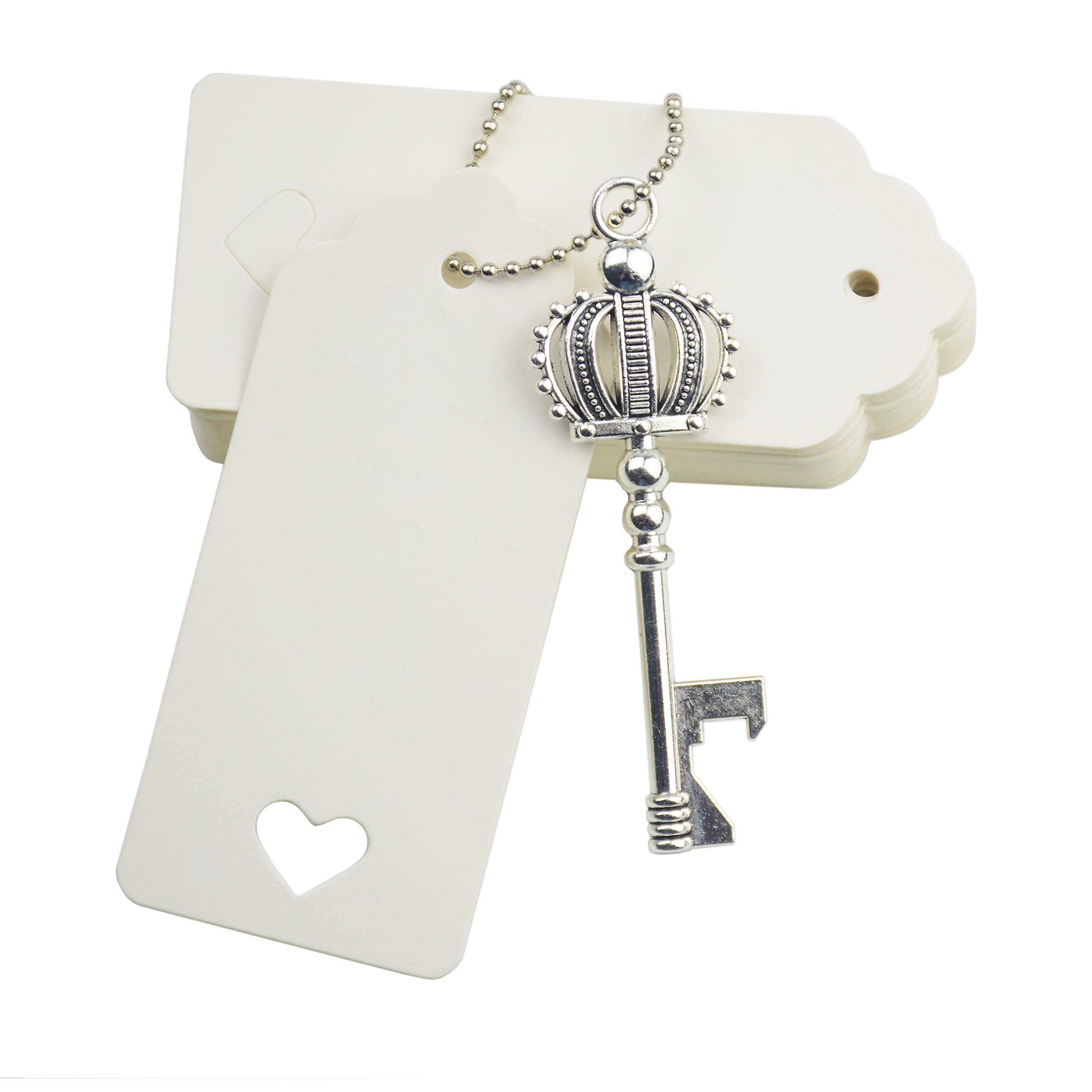 Makhry 52pcs Crown Shape Vintage Key Bottle Openers Wedding Favors Party Favor for Guest Souvenir Gift Set with Escort Thank You Tags and Keychain (Antique Silver)