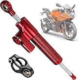 BICMDO 10-Inch Universal For Motorcycle Steering Damper Stabilizer Steering Stabilizer for R3 R6 R15 R125 R25 FZ1 FZ8 FZ09 MT09 ZX6R ZX14R GSXR600 CBR600RR 1000RR CB400 CB1000 GSX1300R (Red)