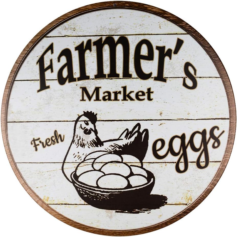 不适用 Decor Signs Indoor/Outdoor Farmers Market Eggs Wholesale Novelty Metal Circular Sign