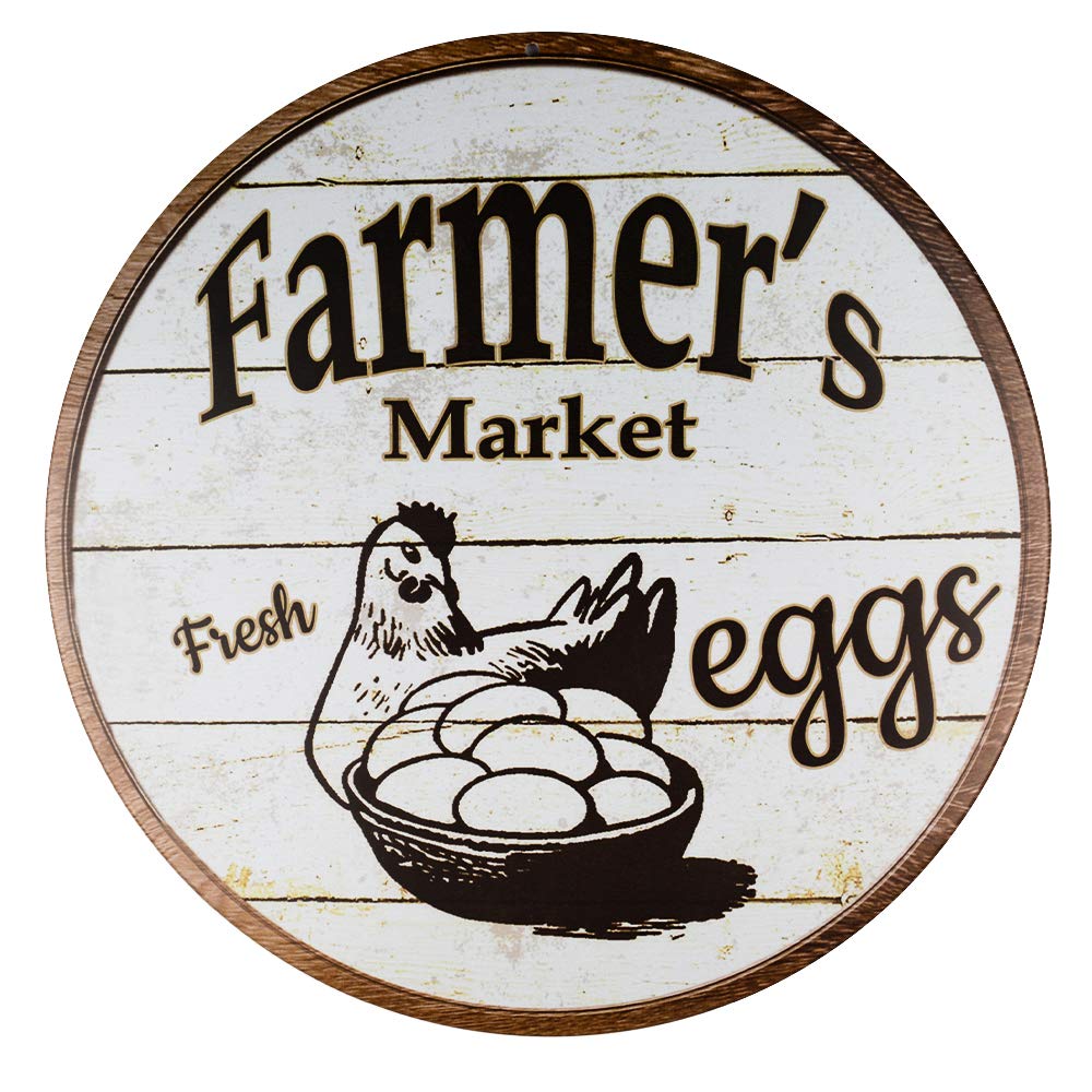 不适用 Decor Signs Indoor/Outdoor Farmers Market Eggs Wholesale Novelty Metal Circular Sign
