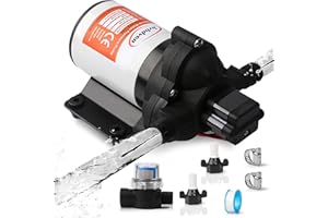 HZHDVEN Upgraded 2088-422-144 RV Fresh Water Pump,3.5GPM Self-Priming Diaphragm Water Pump,45Psi 1/2MNPT Connection,Pressure Switch and Detachable Filters,No Noise, 2088-422-144 for RV, Marine, Yacht, Caravan