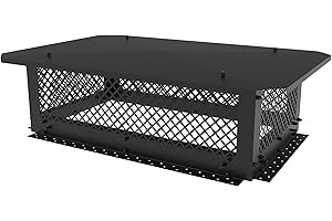 Hahaemall Chimney Cap, 17" x 29" Chimney Cover, Chimney Rain Caps, Adjustable Fireplace Chimney Caps for Outside to Fit Existing Clay Flue Tile Sizes, Black