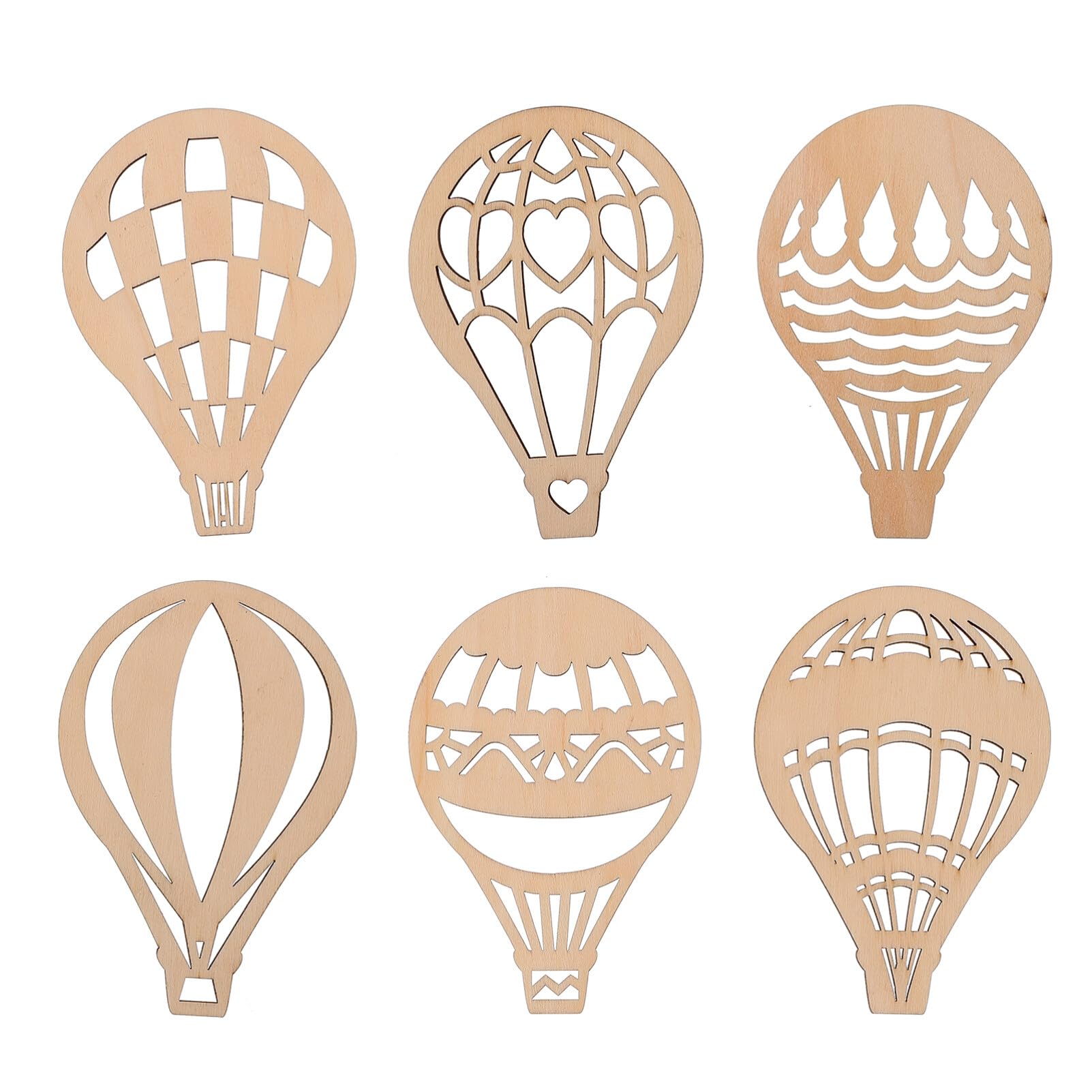 Ciieeo 30Pcs Wooden Hot Air Balloon Slices Blank Craft Tags for DIY Decoration Art Projects and Hanging Ornaments