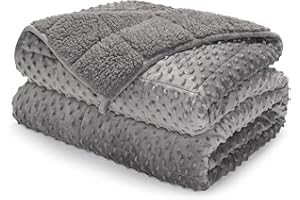 UINIU Sherpa Fleece Weighted Blanket for Adults Twin/Full Size 15lbs, Minky Dot Soft Flannel Heavy Blankets for Stress Relief and Sleep Promotion, Cozy Plush Weighted Throw for Couch Bed, 48" x 72"