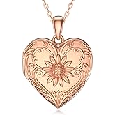 SOULMEET Sunflower/Rose Gold Locket Necklace That Holds Pictures Photo Keep Someone Near to You Personalized Sterling Silver/Real Gold Locket Gift