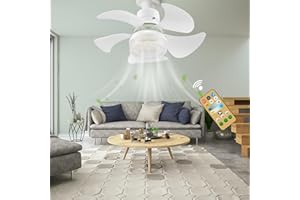 TEXTHELL LED Socket Fan Light, Dimmable Ceiling Fan with Light and Remote Control, 3 Colors 3000K-6500K, Screw-in Ceiling Fan 3000 Lumens E26/E27 Bulb for Bedroom, Kitchen, Living Room, Factory