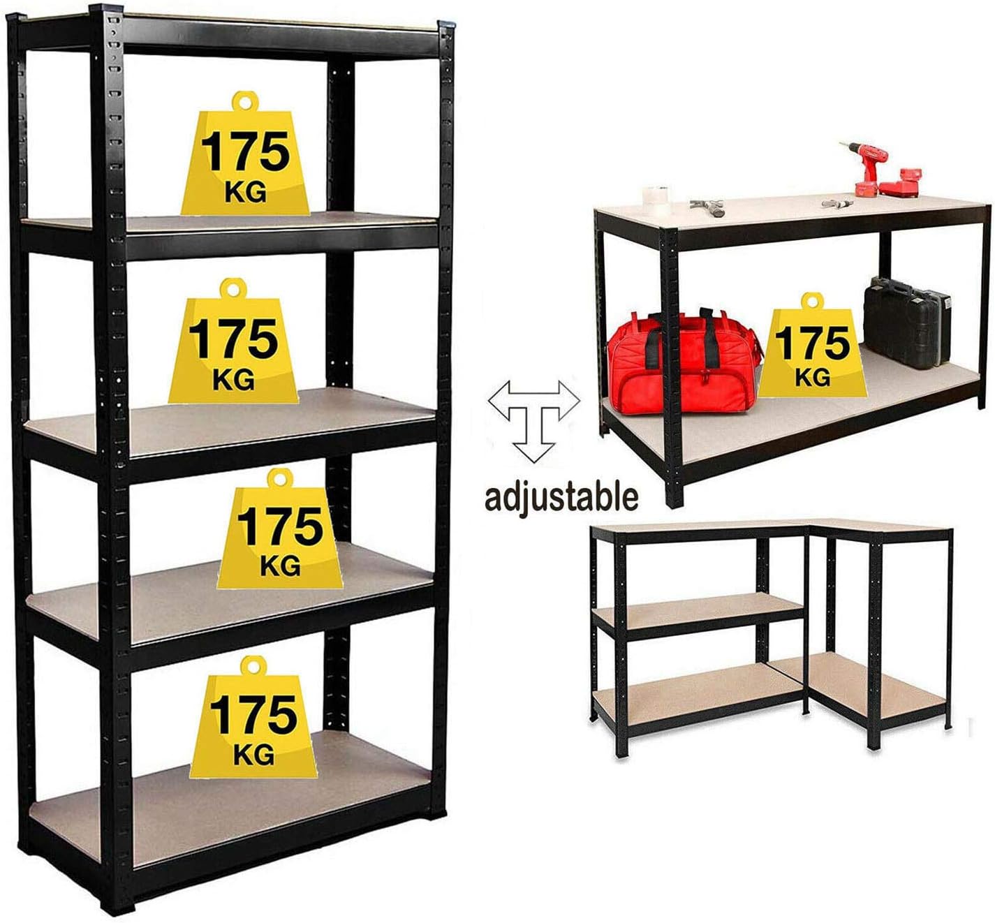 Shelving Unit for Garages and Sheds 180x90x40cm Racking Storage Shelves