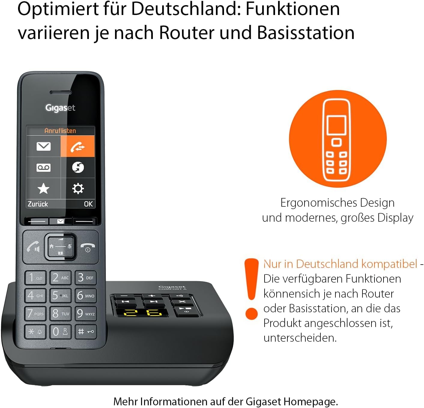 Gigaset Comfort 520A Duo - 2 Schnurlose DECT-Telefone mit Anrufbeantworter - Beste Audioqualität mit Freisprechfunktion - Anrufschutz - Adressbuch 200 Kontakten, titan-schwarz [Deutsche Version] 2