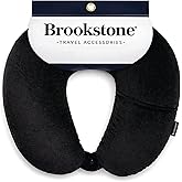Brookstone Microbead Neck Pillow Soft Travel Pillow with Phone Pocket | Millions of Tiny Beads Flex to Your Shape for Custom Support, Dual-Sided Fleece and Cool Microfiber Sides Suit Any Season
