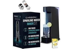 Carbon8 Sparkling Water Maker Machine - Home Soda Streaming Machine, Screw-In CO2 Carbonator, Countertop Water Mineralizer, Seltzer Soda Maker Machine Dispenser - CO2 Cylinder Not Included - Black
