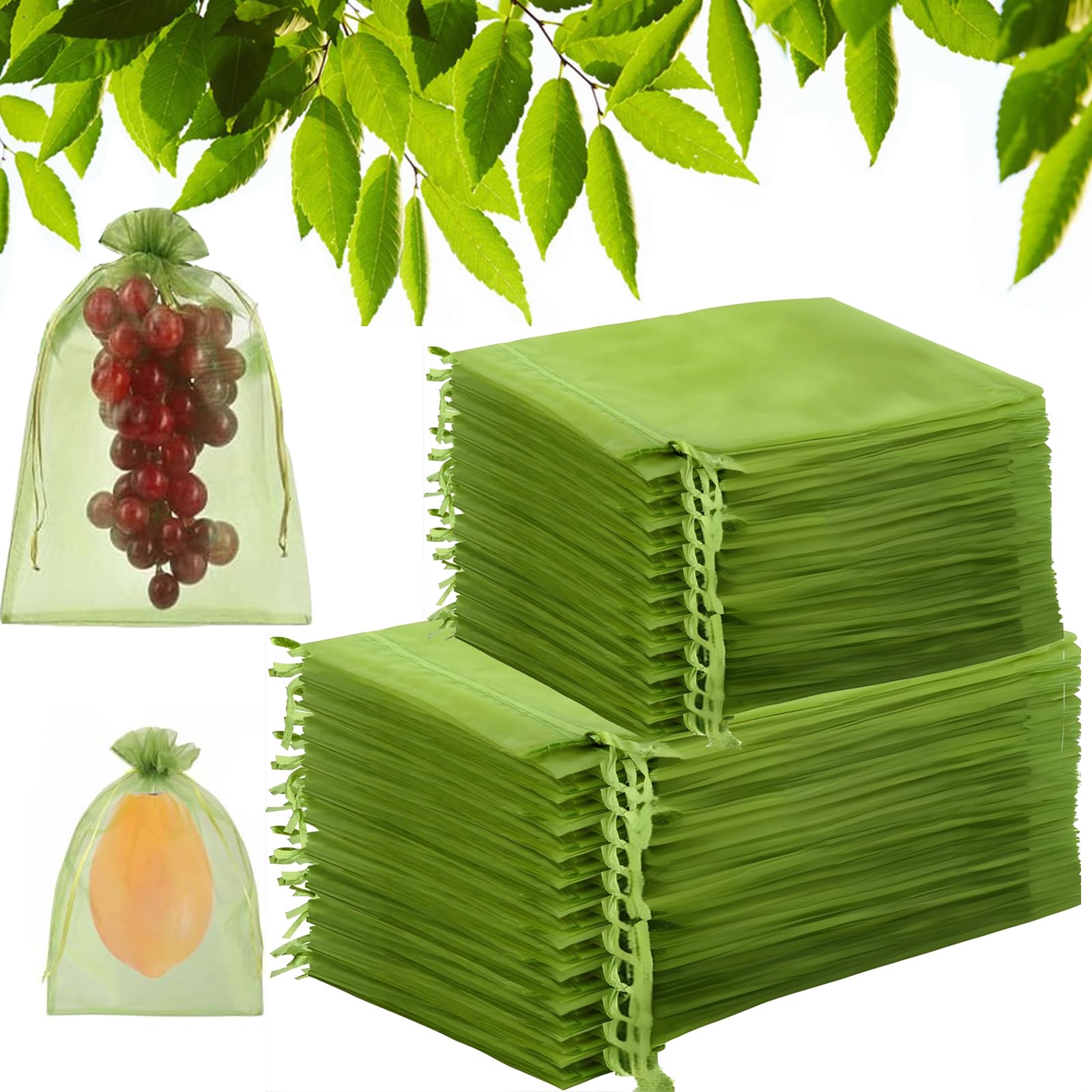 Garden Netting Mesh Bags, 100pcs Reusable Fruit Protection, Grape Strawberry Cover With Drawstring (2 Sizes: 10 x 15 cm + 20 x 30 cm)
