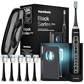 Aquasonic Black Series PRO UV &ndash; Ultra-Whitening Electric Toothbrush &ndash; 5 Modes &amp; Smart Timers &ndash; UV Sanitizing Base, Premium Travel Case &amp; 6 Proflex Brush Heads &ndash; ADA Accepted