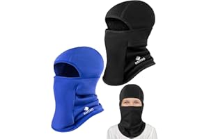 HAITHO Kids Balaclava Ski Mask 2 Pack, Winter Hat Face Cover Neck Warmer for 3-15 Boy Girl, Full Face Masks for Skiing Cycling