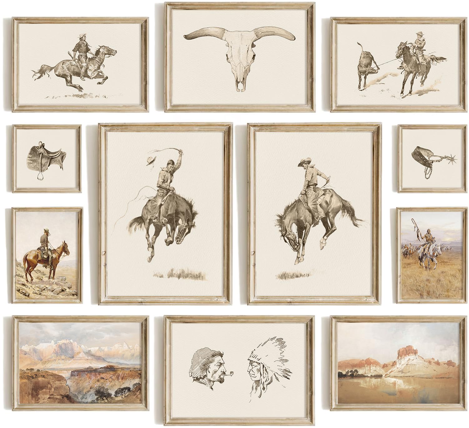 Photo 1 of Vintage Western Wall Art Decor - Cowboy Canvas Prints, Rustic Farmhouse Southwestern Artwork Wall Decor, Boho Ranch Desert Artwork Prints, Home Decor for Bedroom Bathroom Living Room (Unframed)