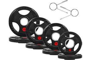 Fitvids Olympic Cast Iron 2-Inch Weight Plate for Strength Training & Weightlifting, Rubber Coated Style, Multiple Weights Available