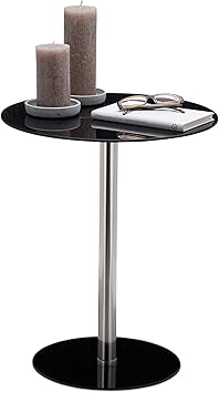 Relaxdays Schwarz Runder Beistelltisch Aus Glas Und Edelstahl Dekorativer Loungetisch Hxbxt 53 X 43 X 43 Cm Standard Amazon De Kuche Haushalt