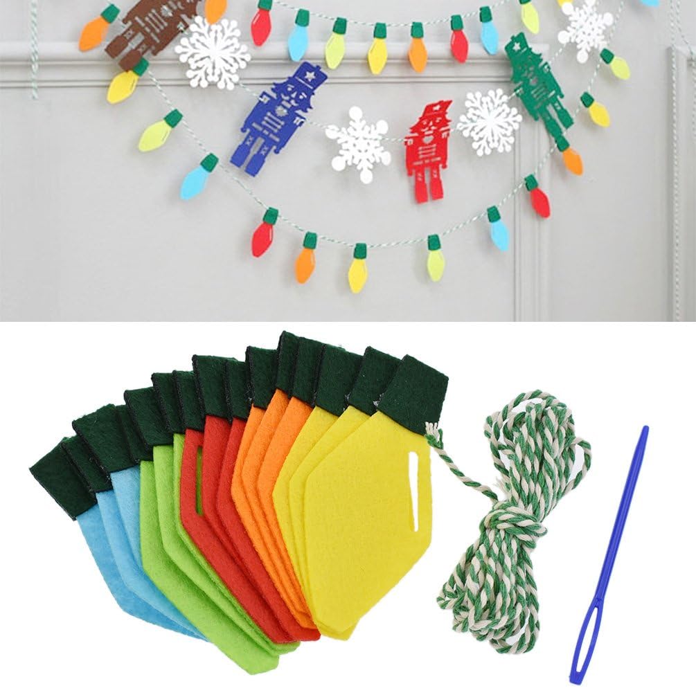 Towashine - Guirnalda con forma de bombilla de fieltro largo, colorida