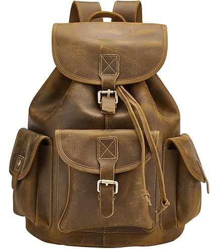 Amazon.com: Polare Full Grain Leather Rucksack Backpack Casual