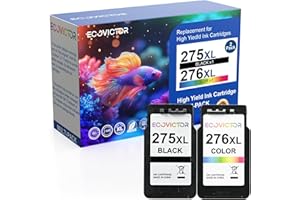 Eco Victor Climate Pledge Friendly Remanufactured Ink Cartridge Replacement for Canon 275XL 276XL 275 276 XL PG275 CL276 Black Color 2 Pack for PIXMA TS3520 TS3522 TS3700 TS3720 TS3722 TR4720 Printer