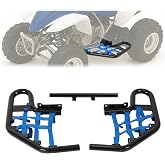 TEBEDI Nerf Bar Compatible with 2001-2005 Raptor | Compatible with 2001-2005 Yamaha Raptor 660 / 660R; Aluminium+Plastic Side Step Nerf Bar w/Blue Webbing Nets Powder Coated