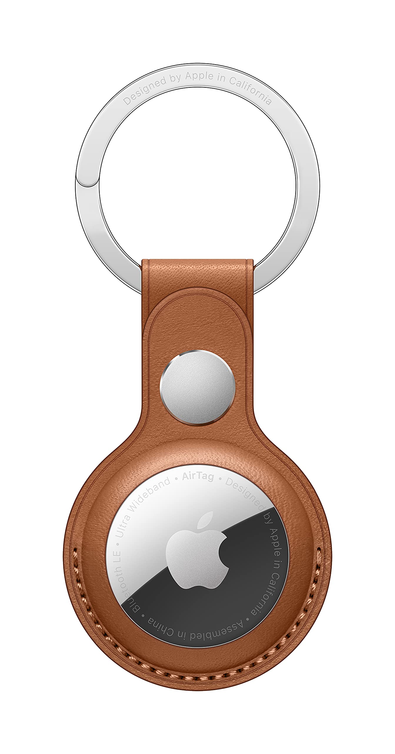 Apple AirTag Leather Key Ring - Saddle Brown