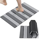 Hansburg Stone Bath Mat Foldable Diatomaceous Earth Bath Mat Non-Slip Absorbent Shower Stone Mat Quick Dry Easy Clean for Bathroom Floor Kitchen Dish Drying