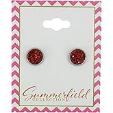 Summerfield Collection Stainless Steel Glitter Faux Druzy Stone Stud Earrings 8mm