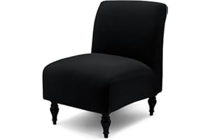 Liykimt Armless Accent Slipper Chair Cover Slipcover,Slipper Chair Jacquard Fabric Stretch Spandex Removable for Armless Chair Furniture Protector Covers for Living Dining Room (1, Black)