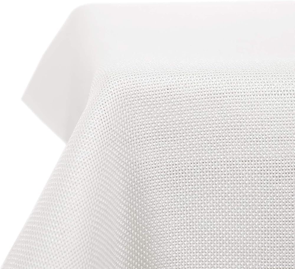 Deconovo Decorative Faux Linen Table Cloth 52x70in White Water Resistant