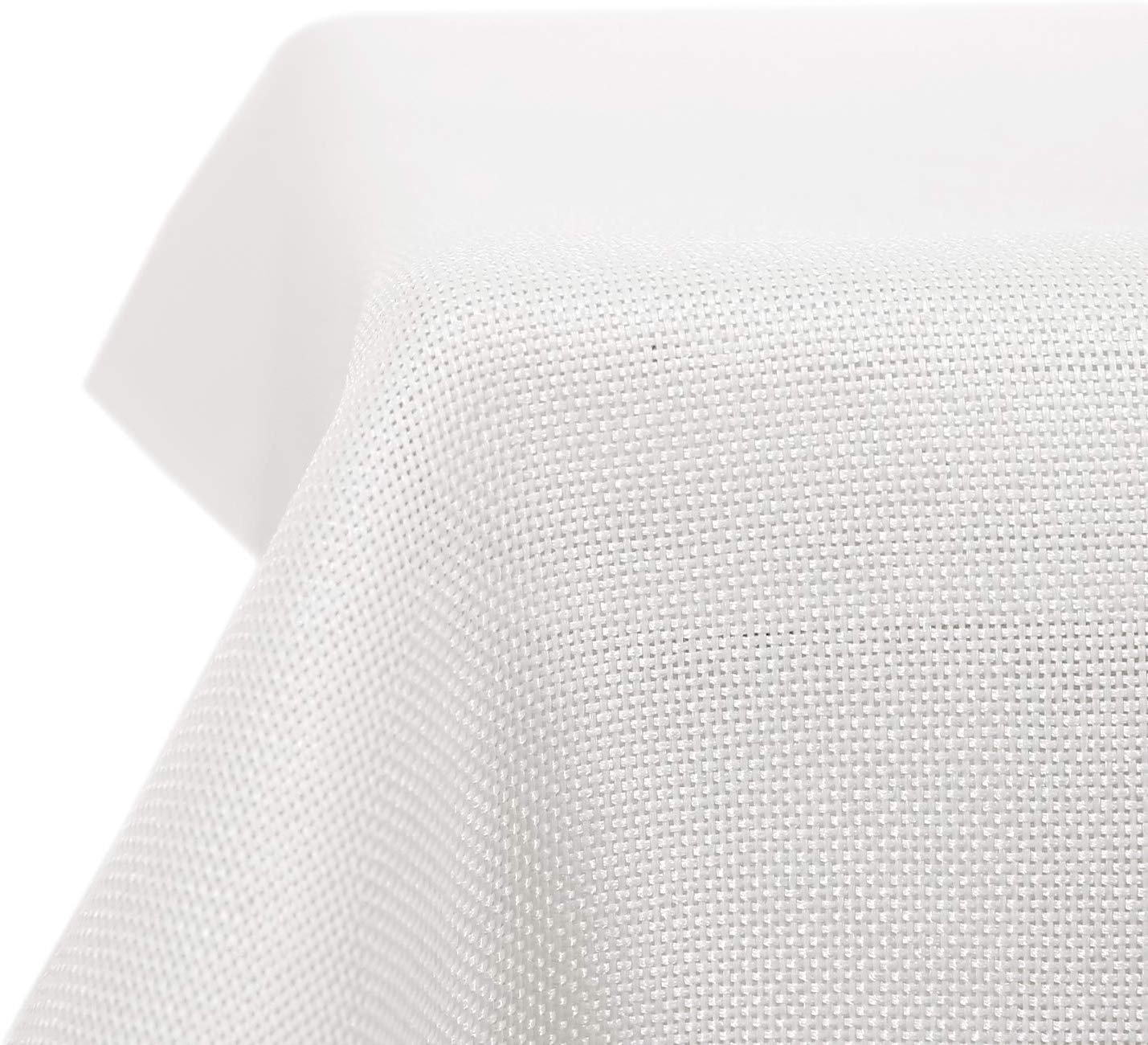 Deconovo Decorative Faux Linen Table Cloth Wipeable Water Resistant Tablecloth for Dinning 52x70in(132x178cm) White
