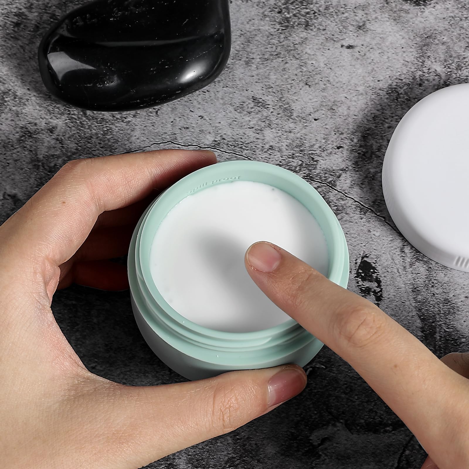 Kuangre Travel Containers for Toiletries, Silicone Cream Jars BPA-Free, Leak-proof 2oz Travel Size Containers, Portable Size Silicone Jars with Lid for Cosmetic Face Hand Body Cream (4 Pack)