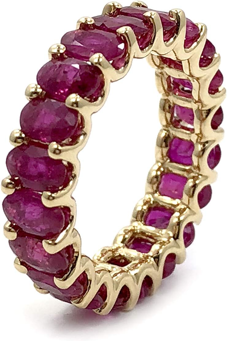 5.7ct Natural Ruby Eternity Ring 14kt Gold Band for Women Size 5-8 | Ideal for Weddings, Engagement, Bridal Set, Valentine’s Day, Anniversary & Birthday Gift