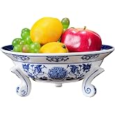 Blue and White Porcelain, Decorative Fruit Bowl, Chinoiserie Decor, Blue and White Fruit Bowl for Kitchen Counter, Home Decor 26 * 10cm