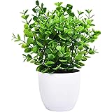 Artflower Eucalyptus Potted Plant Green Faux Potted Plants Mini Artificial Plants in Pots for Office Table Bathroom Greenery 