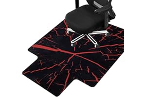 HiiARug Chair Mat for Hardwood & Tile Floor, Anti-Slip Floor Protector Rectangle Computer Gaming Chair Mat with Extended Lip, Large Chair Carpet for Home Office Gaming Room (with Lip 47"x35", Red)