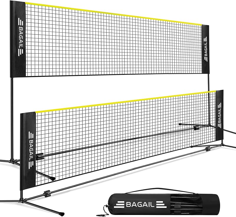 BAGAIL Badminton Net Foldable Nylon Net Height Adjustable Stand Portable Bag