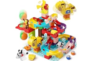 HUNLOOT Marble Run Building Blocks for Kids - STEM Ball Track Game Set, Educational Learning Toys for 3-8 Years Old Toddlers, Boys & Girls