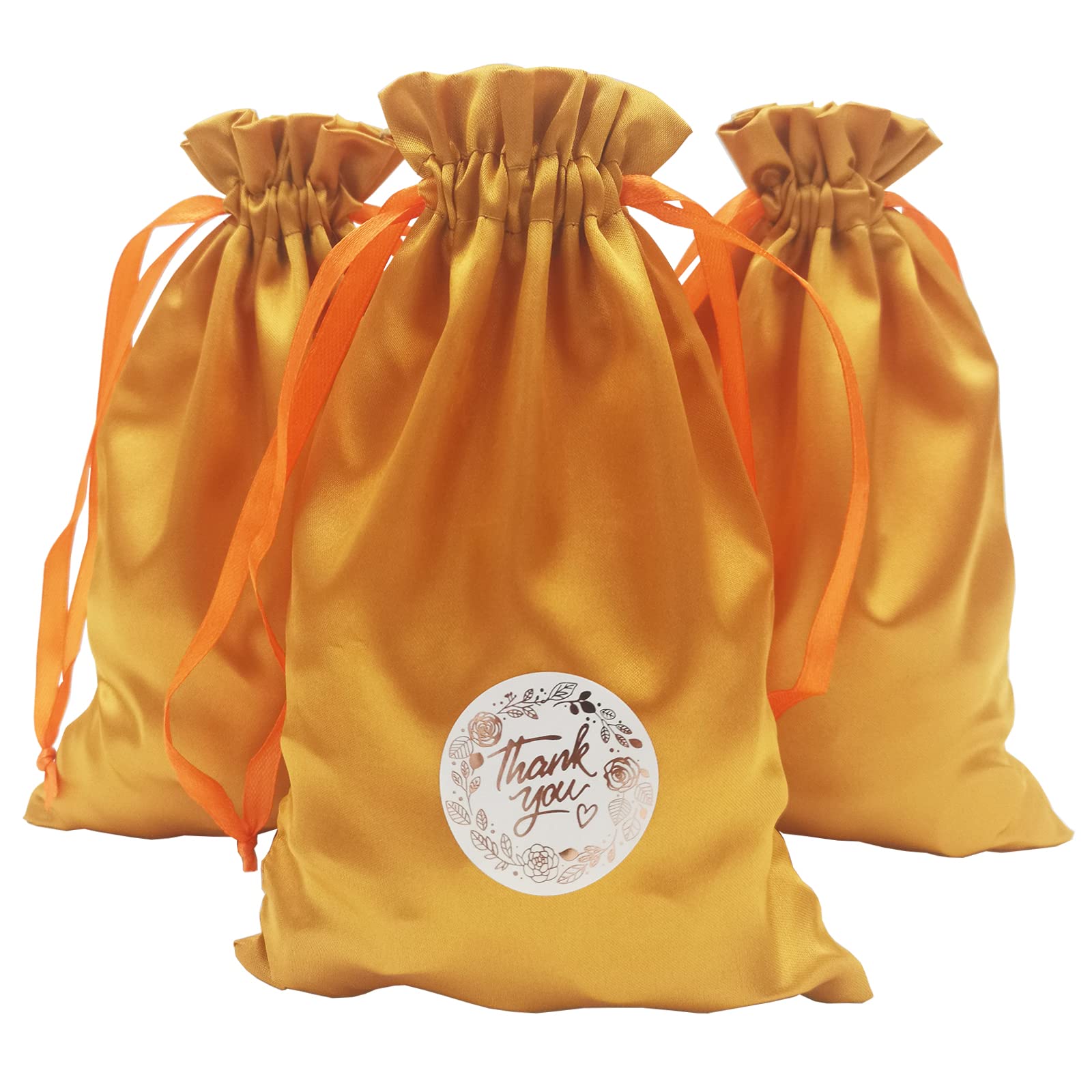 DUGYIRS 30 Pieces Satin Gold Gift Bags 12cmx20cm, Jewelry Bags Wedding Gift Drawstring Bags Baby Shower Christmas Party Gift Bags (Gold)