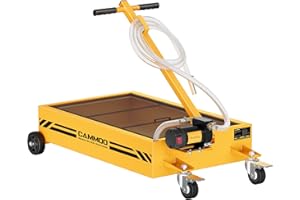 CAMMOO 15 Gal Electric Oil Drain Pan, 110V High-Flow Pump, 9.8 FT Hose, 200 W Motor, 2 Locking Swivel Casters and 2 Directional Wheels Stable, Folding Handle, Heavy-Duty for Trucks, RVs, SUVs, Yellow