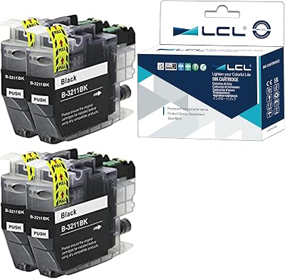 LCL Replacement Ink for Brother LC3211 LC3213 DCP-J770 J772DW 4 Black Cartridges